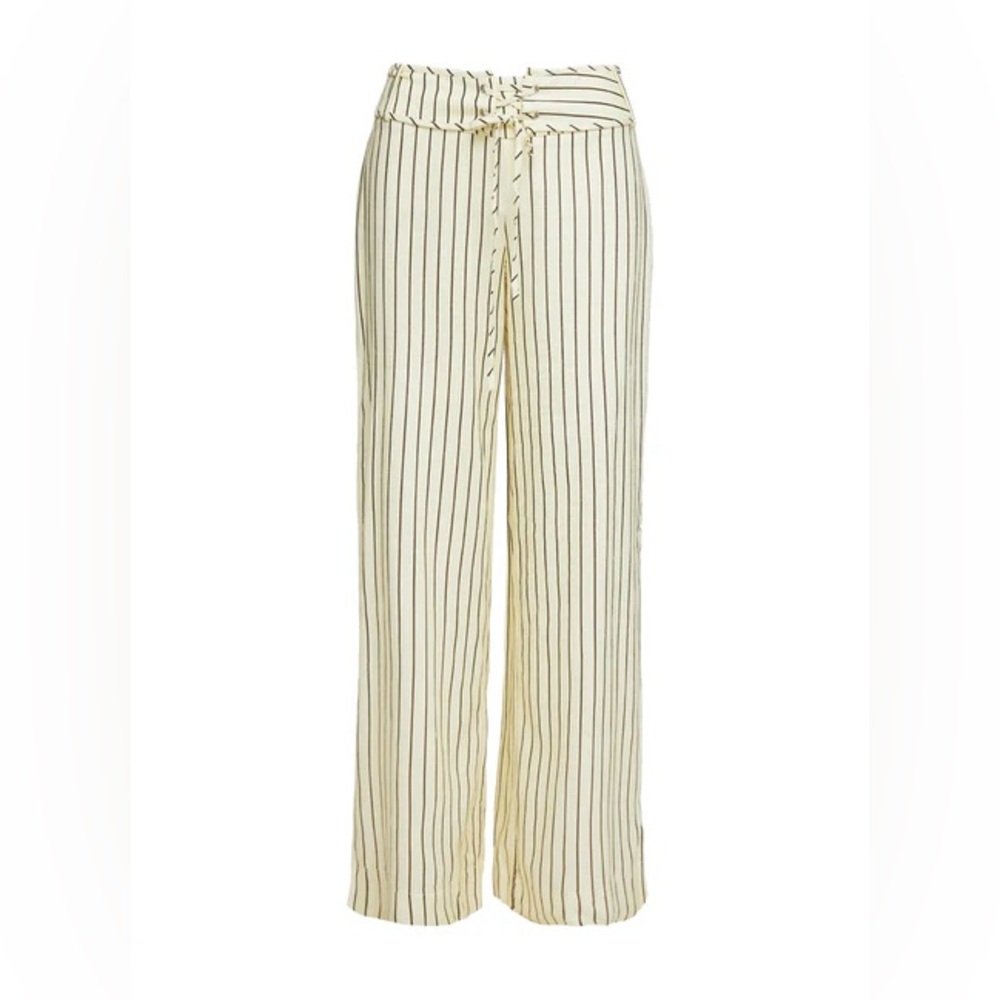 Princess Polly Cream Wide Leg Striped Pants
